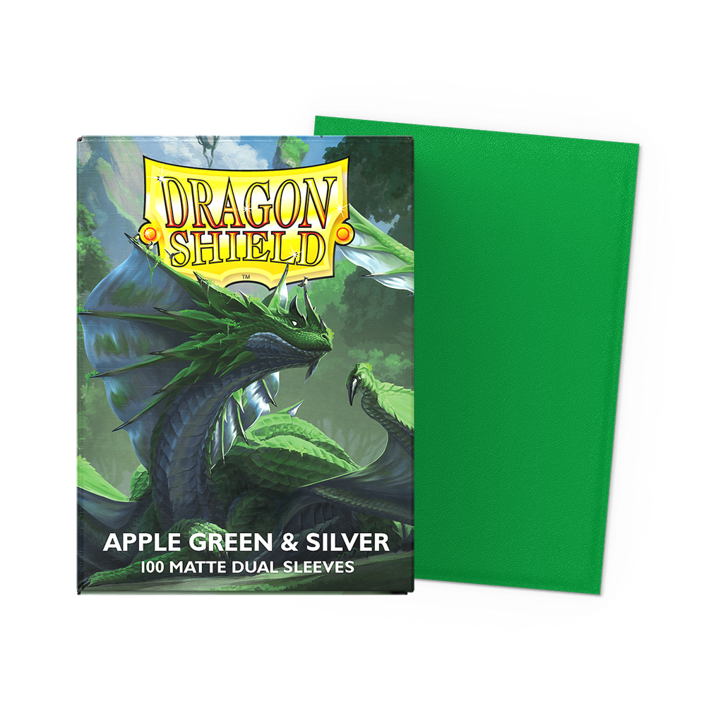 Dragon Shield - DS - Standard Dual Sleeves: Apple Green & Silver [Matte] (100 count)